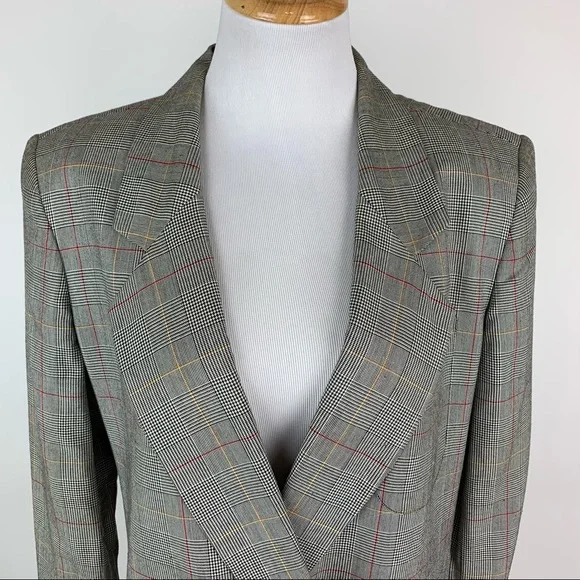 Vintage Jones Wear Plaid Double Breasted Blazer Sz 8 - Picture 2 of 14